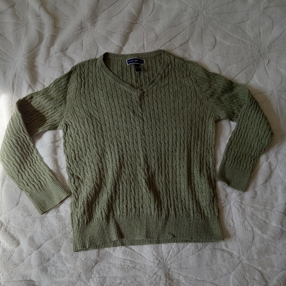 Karen Scott Sage Green Cable Knit Womens Sweater - Picture 1 of 2
